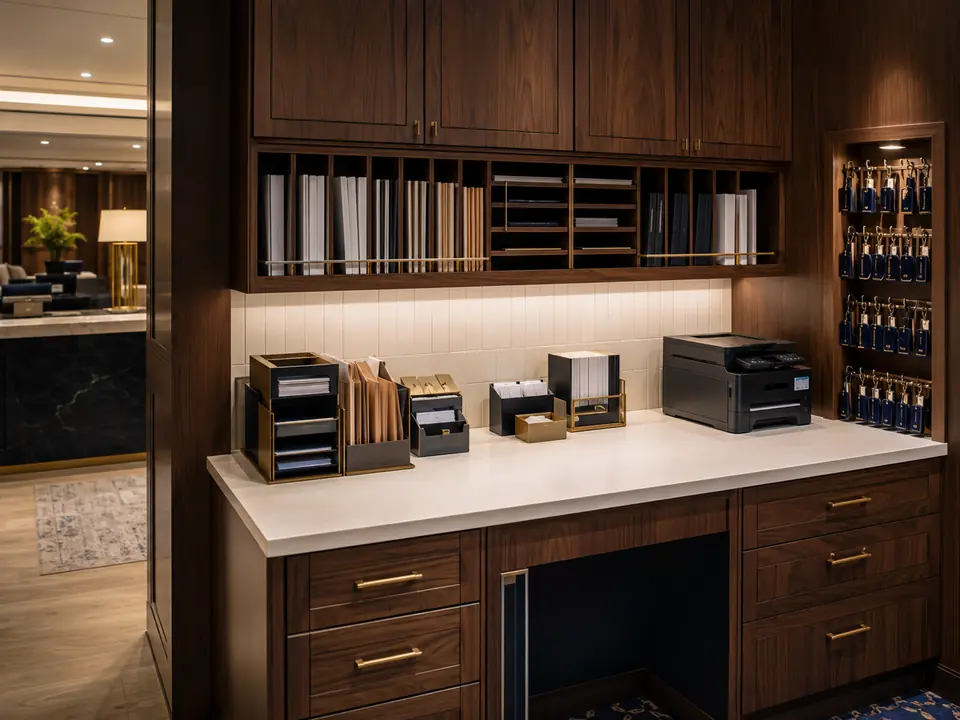 Organized hotel front-office back-office area