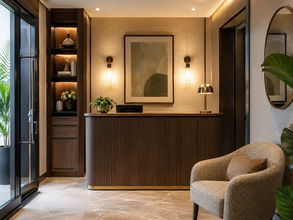 Compact boutique lobby front desk