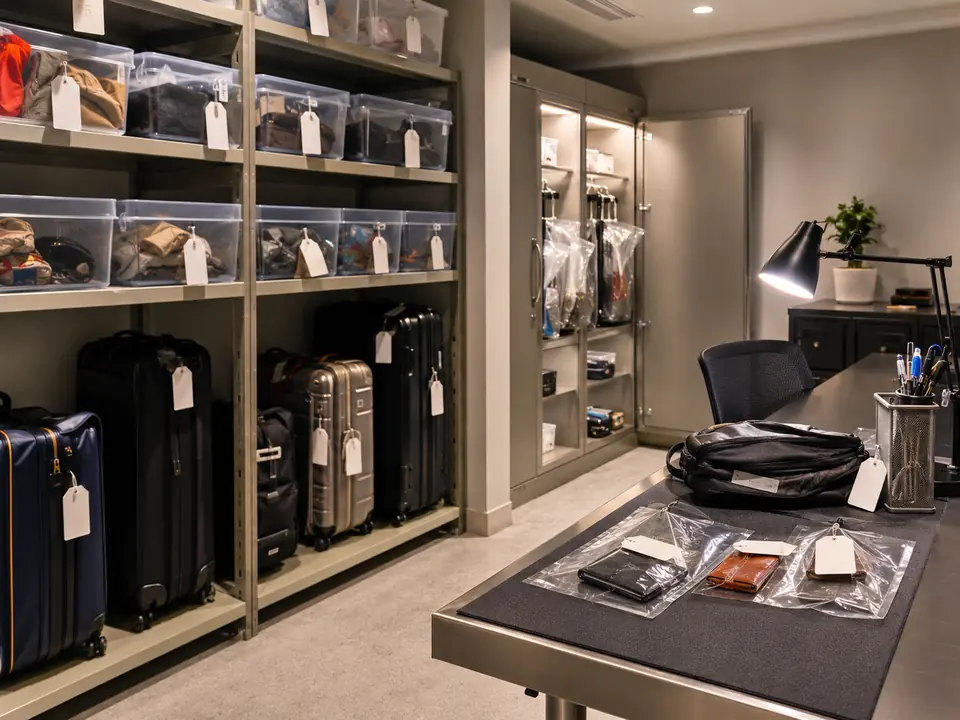 Secure hotel lost-and-found control room