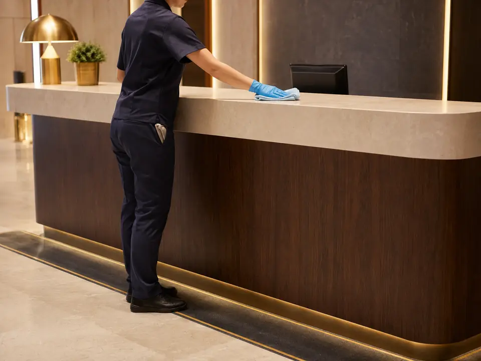 Reception counter cleaning and maintenance planning