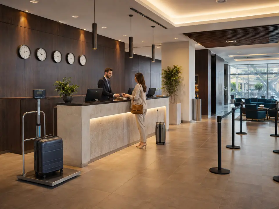 Efficient airport hotel front desk