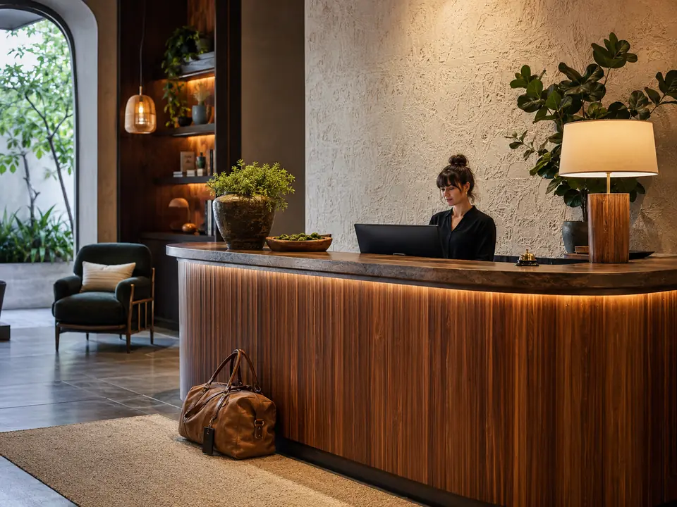 Design-forward boutique hotel reception