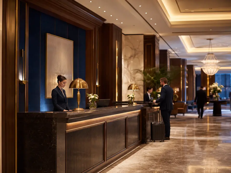 Full-service luxury hotel reception