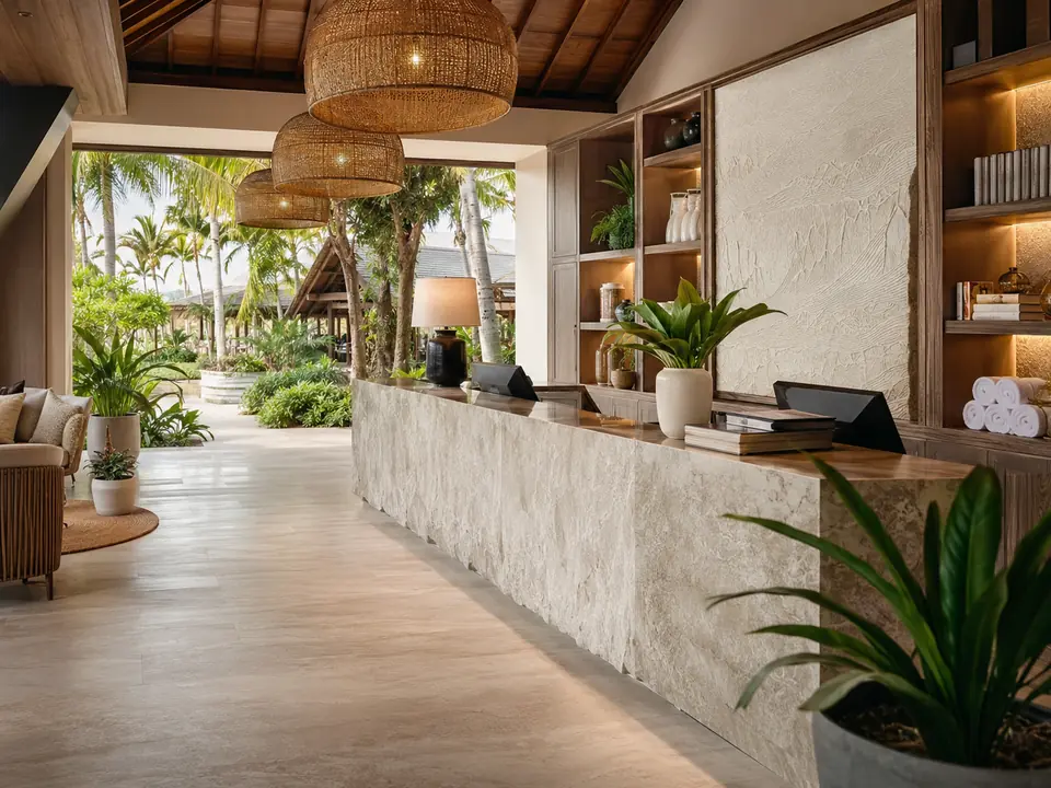 Open and airy resort reception