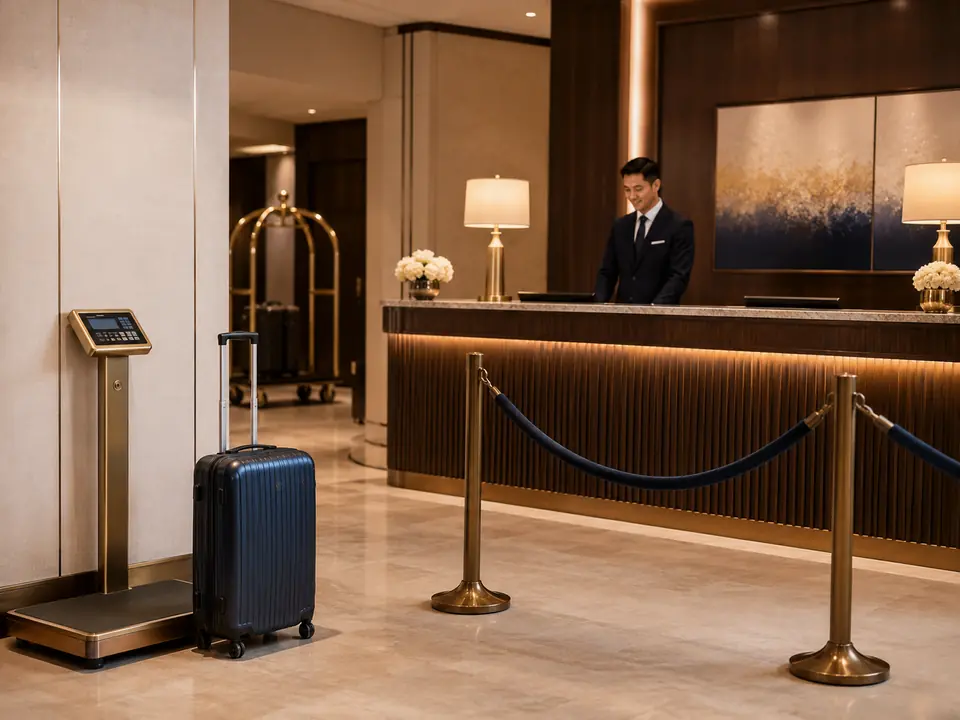 Hotel departure and luggage-support zone