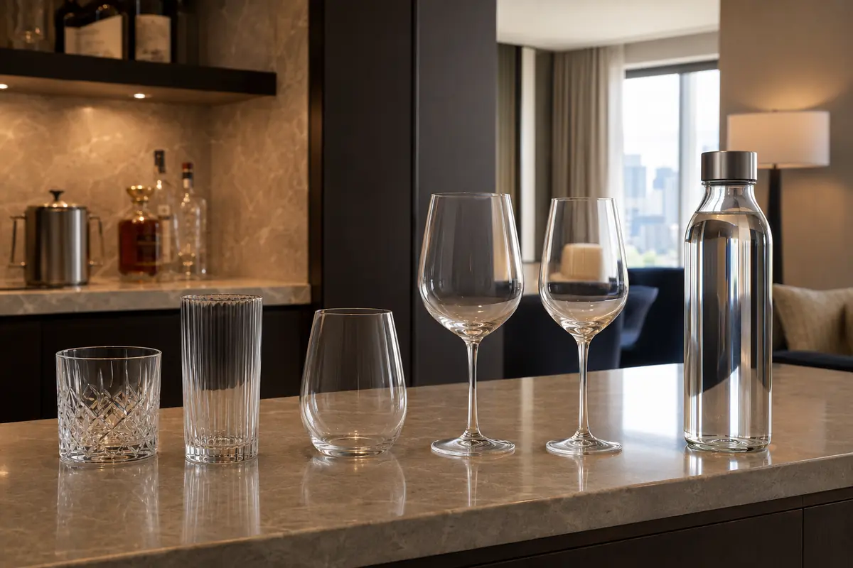 Hotel drinking glasses compared for in-room beverage service
