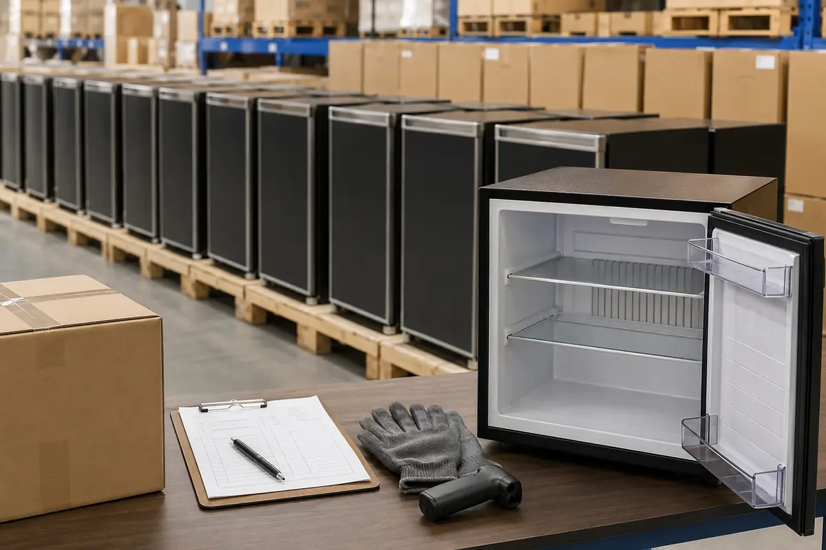Warehouse quality inspection of minibar products before hotel shipment