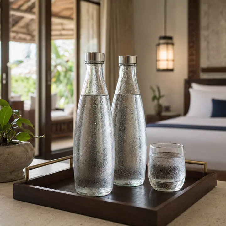 Water Bottles for hotel minibars and in-room beverage service