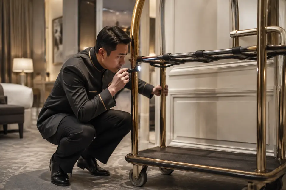 Luggage Rack Check Luggage Rack Check in a hospitality pest and bed bug control program