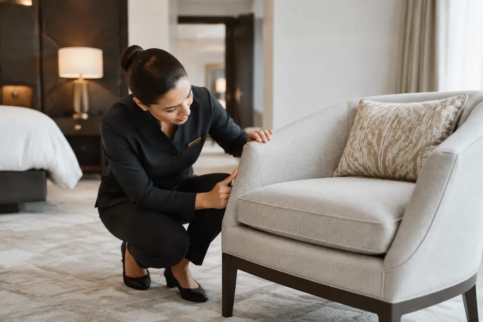 Upholstery Seam Check Upholstery Seam Check in a hospitality pest and bed bug control program
