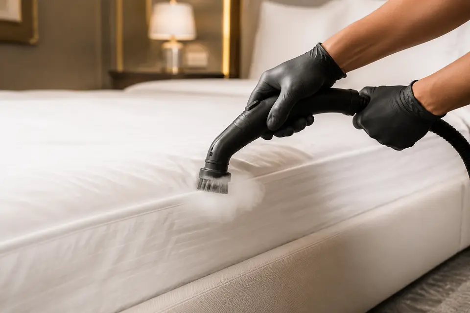Dry-Steam Nozzle Dry-Steam Nozzle in a hospitality pest and bed bug control program