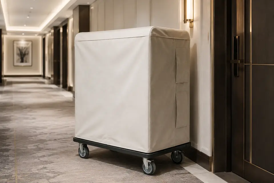 Covered Linen Cart Covered Linen Cart in a hospitality pest and bed bug control program