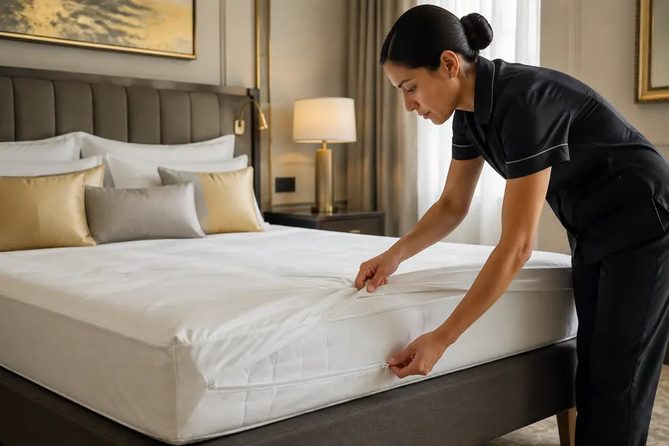 Mattress Cover Installation Mattress Cover Installation in a hospitality pest and bed bug control program