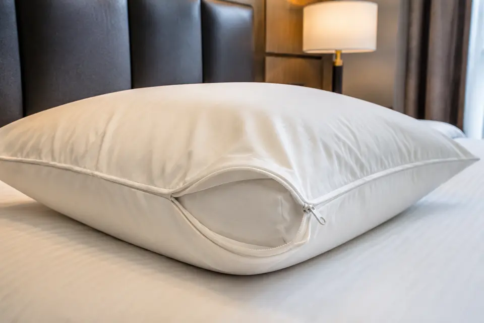 Pillow Cover Detail Pillow Cover Detail in a hospitality pest and bed bug control program