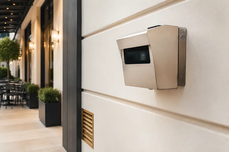 Exterior Monitoring Housing Exterior Monitoring Housing in a hospitality pest and bed bug control program