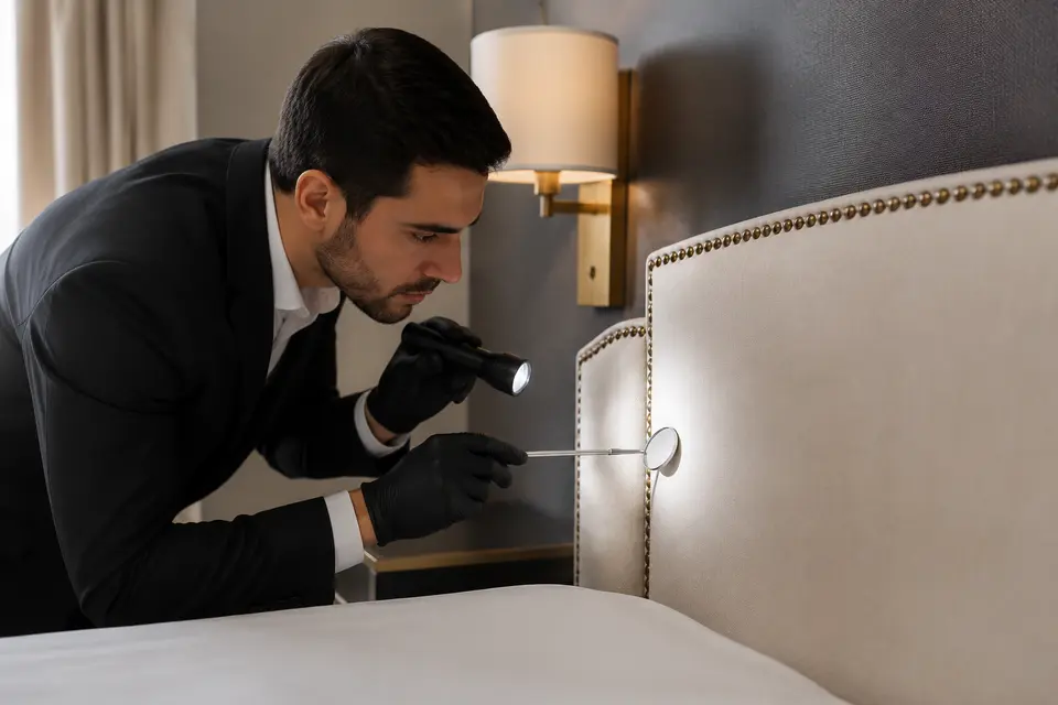 Pest and bed bug control questions Detailed hotel room inspection for bed bug evidence