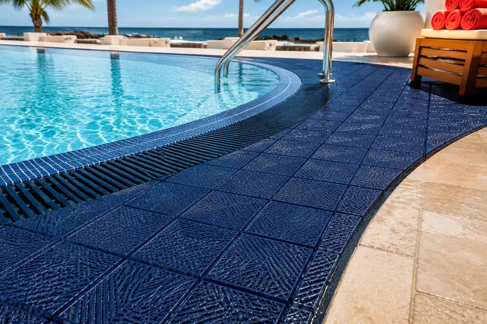Anti-Slip Decking & Mats for resorts, hotels, and aquatic facilities