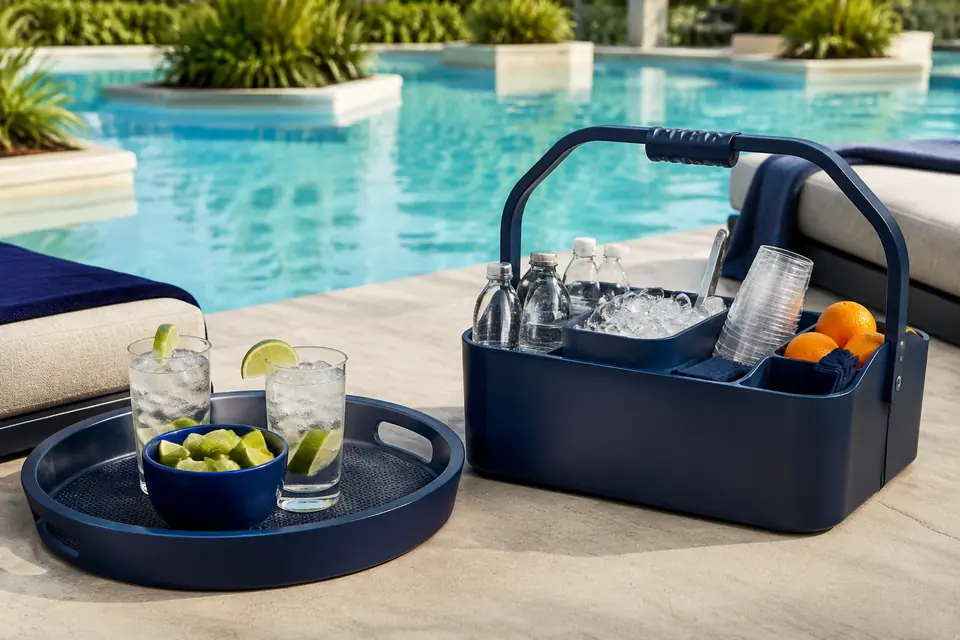 Beverage Service Trays & Caddies for resorts, hotels, and aquatic facilities