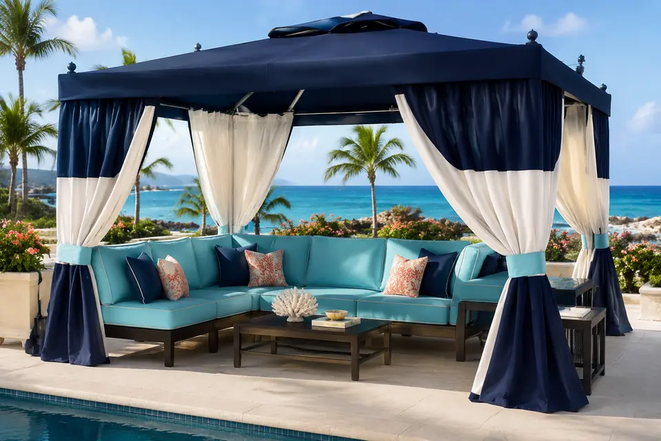 Cabana Curtains & Accessories for resorts, hotels, and aquatic facilities