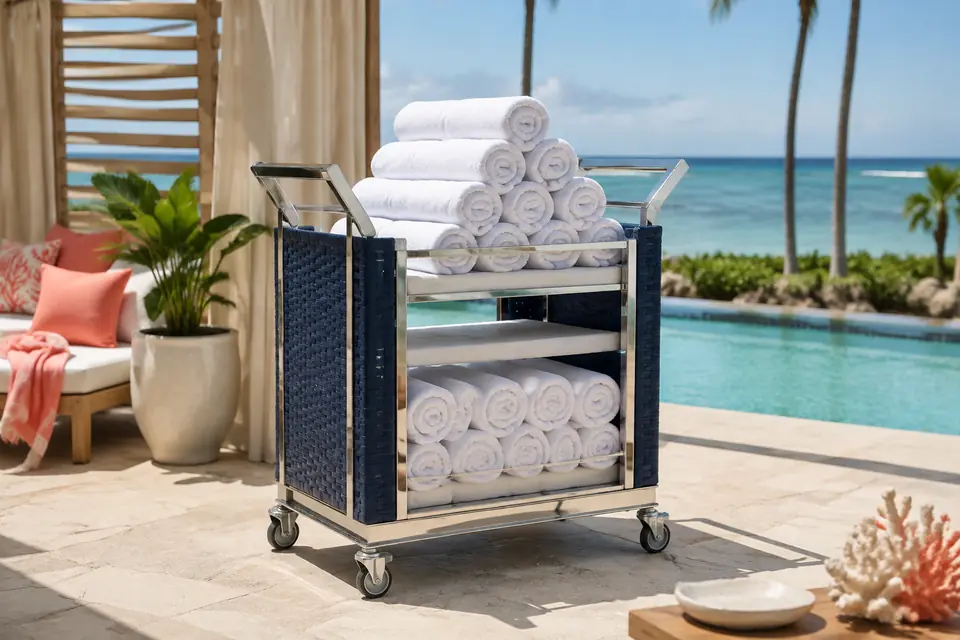 Towel Carts for resorts, hotels, and aquatic facilities