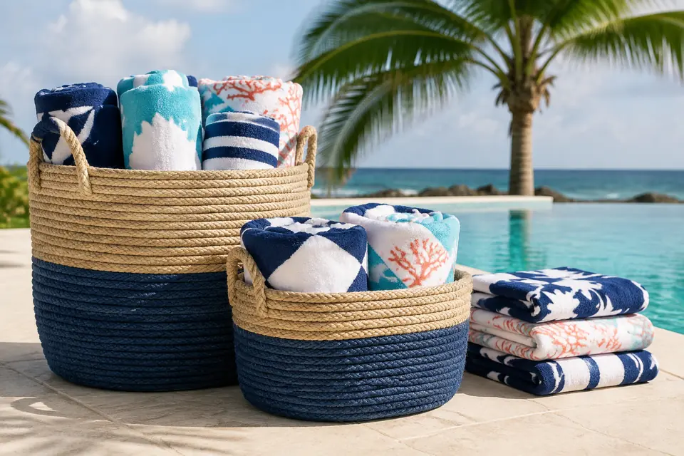 Towel Collection Baskets for resorts, hotels, and aquatic facilities