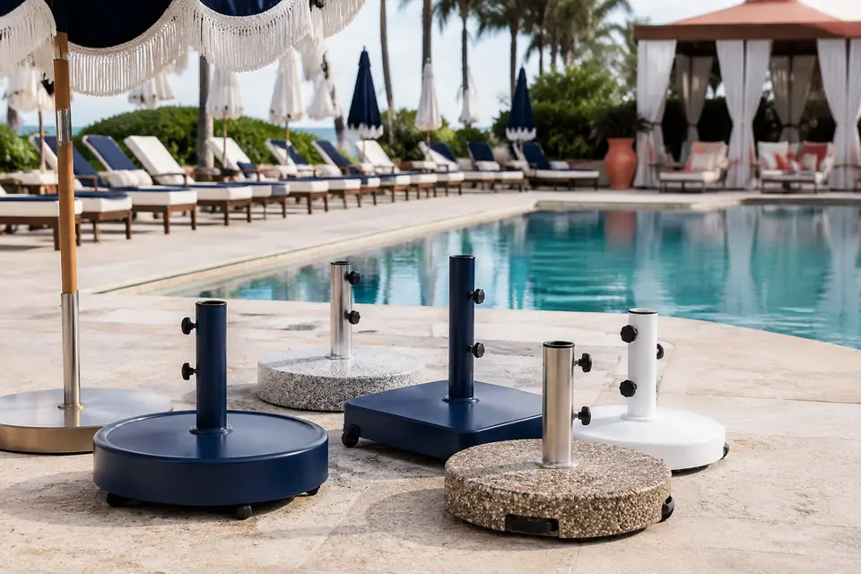 Umbrella Bases for resorts, hotels, and aquatic facilities