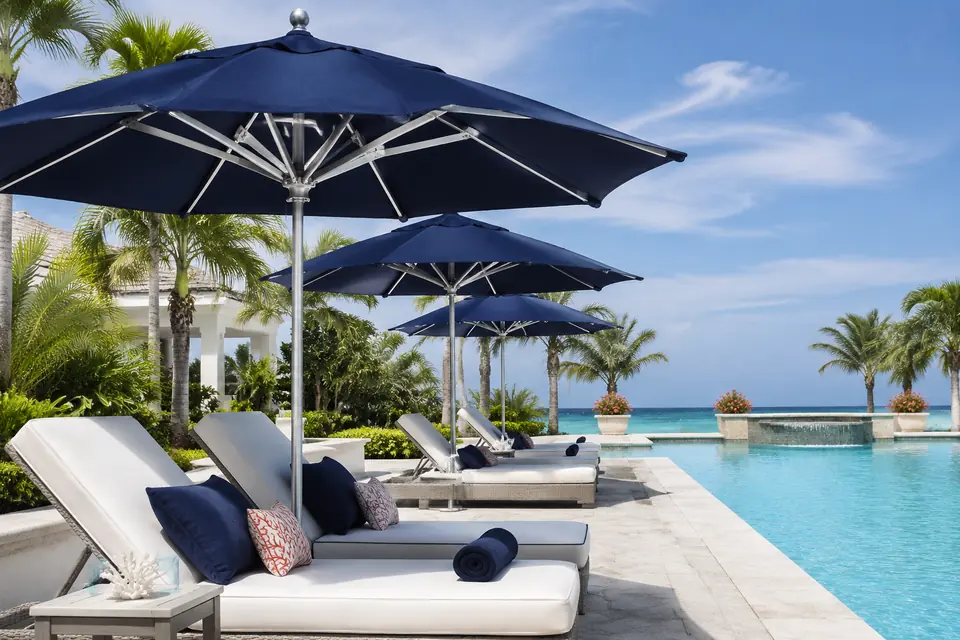 Umbrellas & Umbrella Bases for resorts, hotels, and aquatic facilities