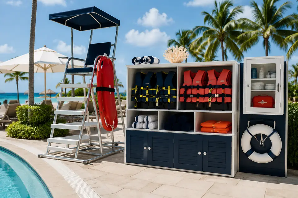 Aquatic lifeguard, rescue, life-jacket, and first-aid equipment