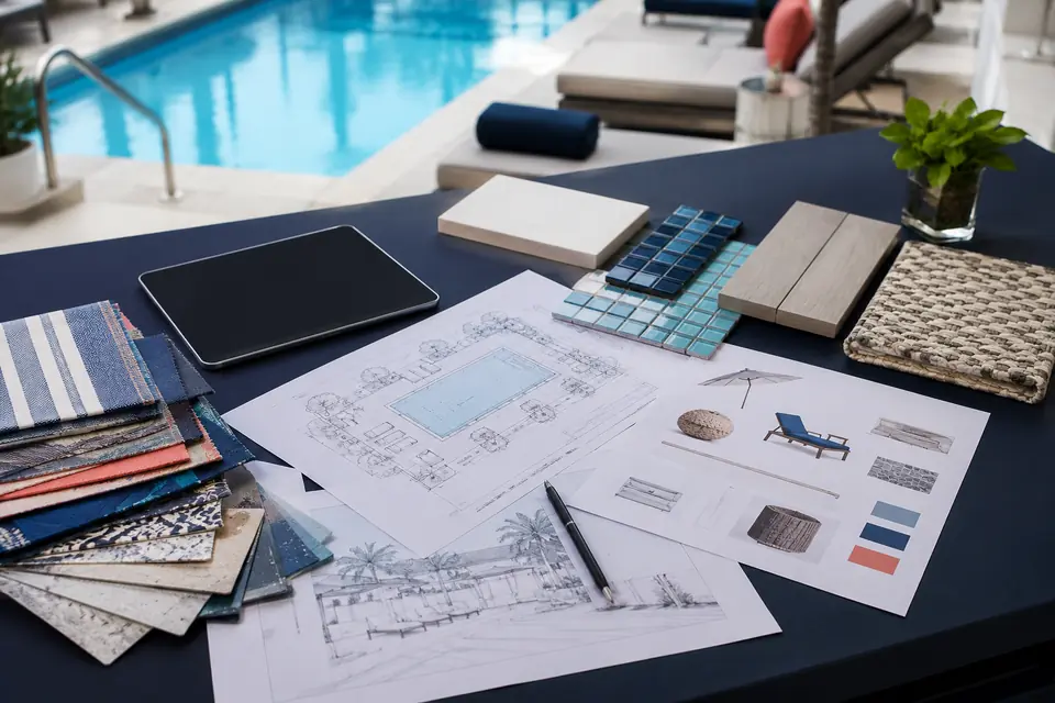 Pool and beach procurement plans, material samples, and specifications