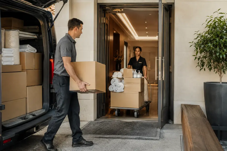 Delivery of spa equipment to a hotel wellness facility