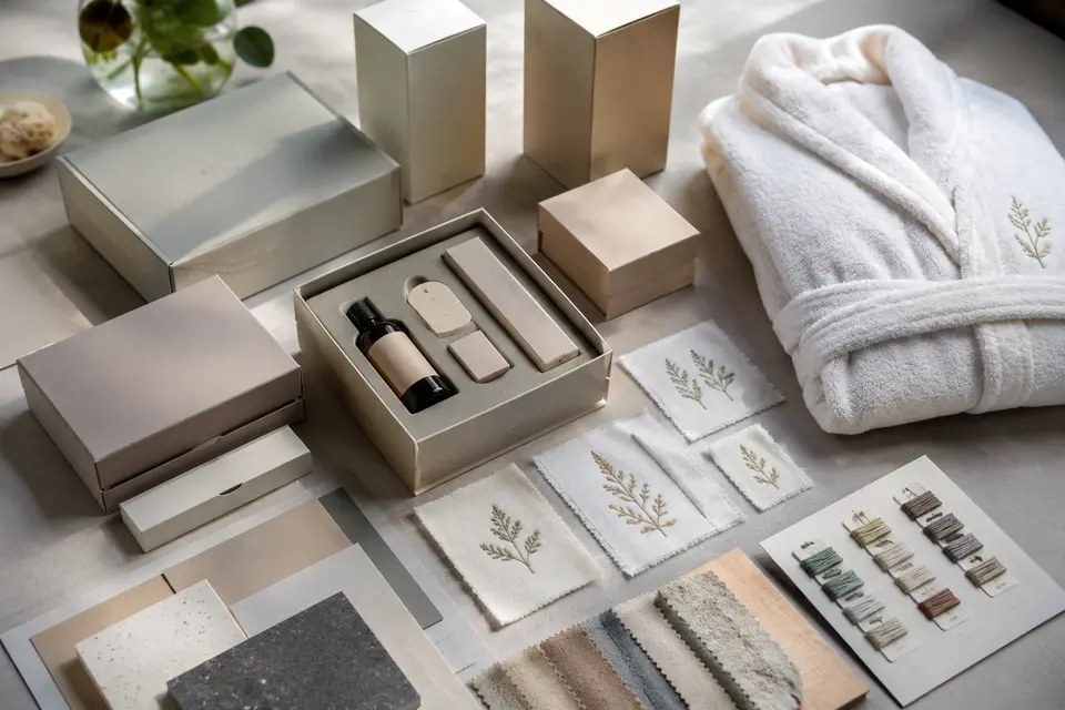 Custom spa textile and packaging samples