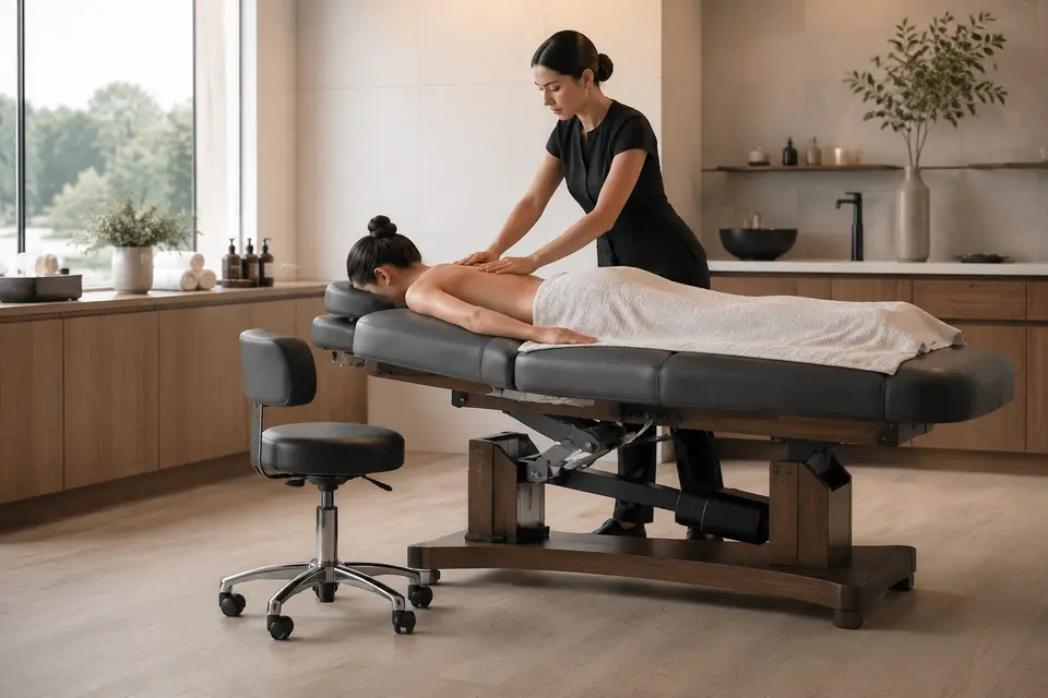 Massage table ergonomic clearance planning