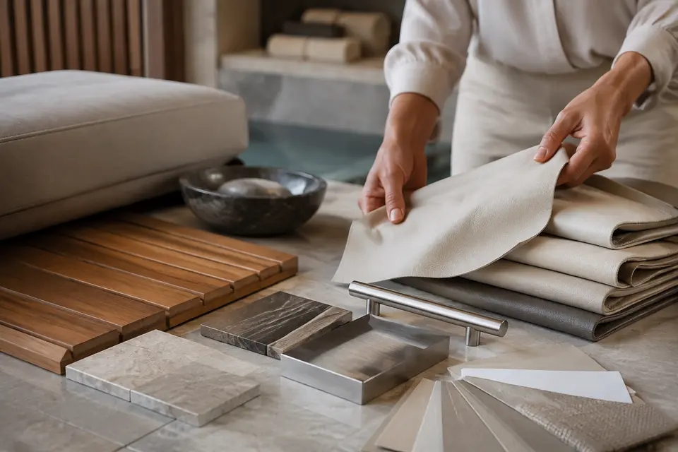 Commercial spa material and finish samples