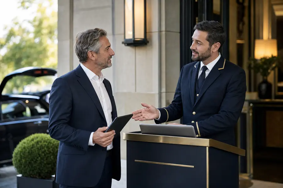 Valet and concierge team reviewing arrival equipment requirements