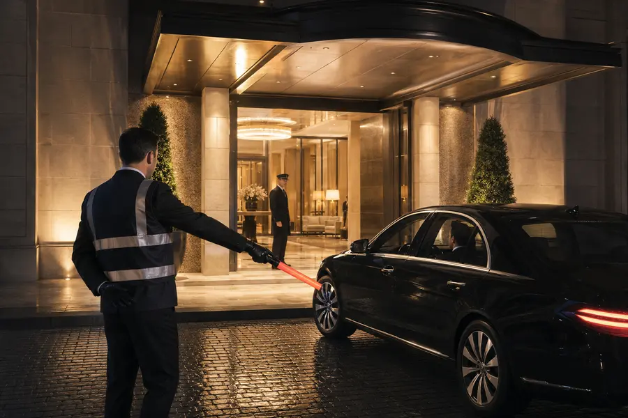 Night valet operation with illuminated traffic control