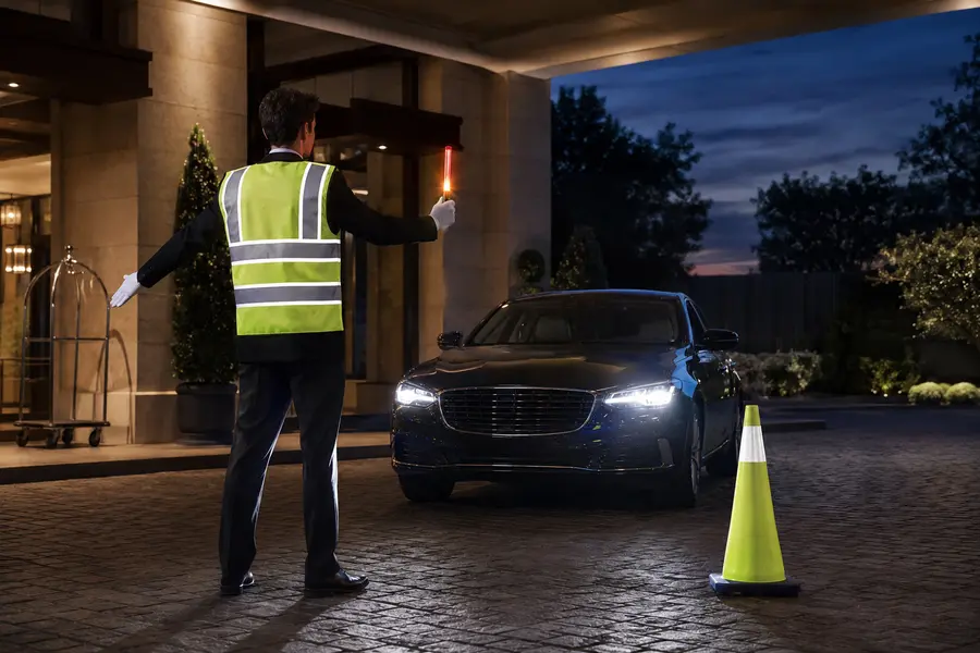 High-visibility valet traffic-control equipment
