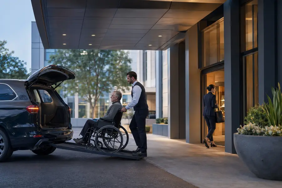 Accessible transport support at a medical hospitality campus