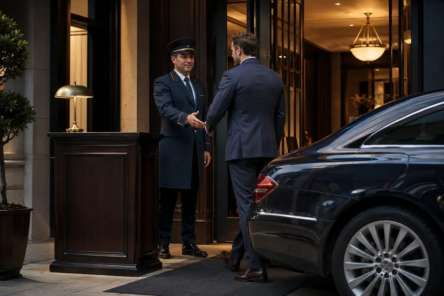 Private club valet station and member arrival