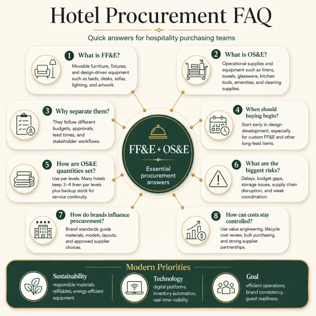 Frequently Asked Questions About FF&E and OS&E in Hotel Procurement