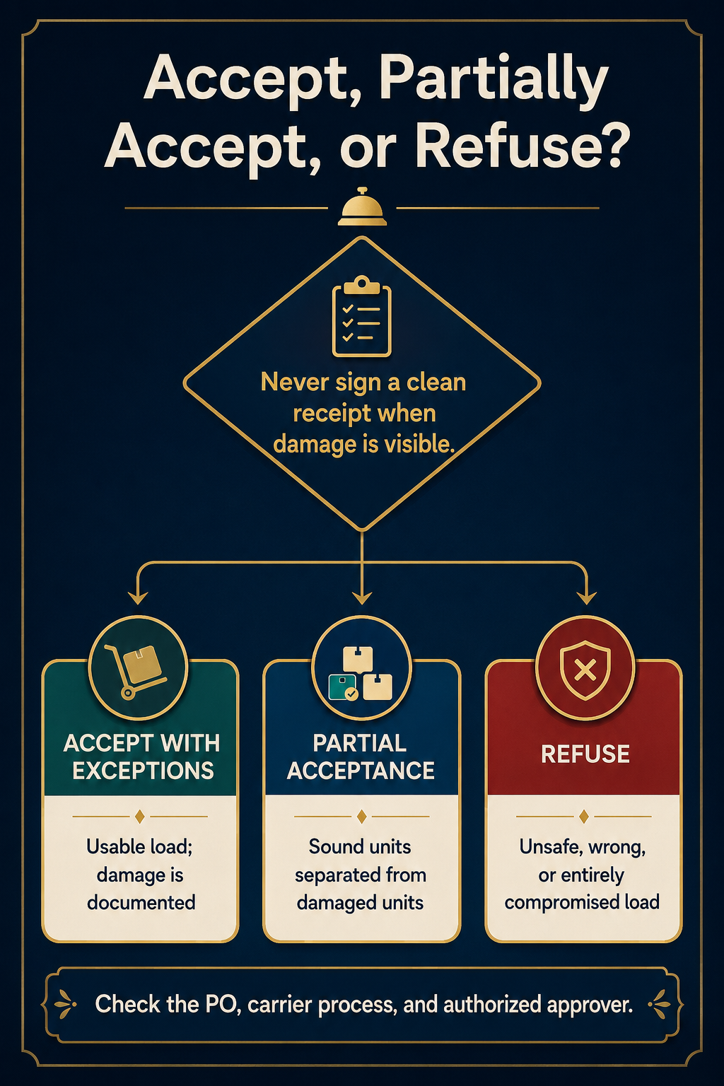 Decide Whether to Accept, Partially Accept, or Refuse the Delivery