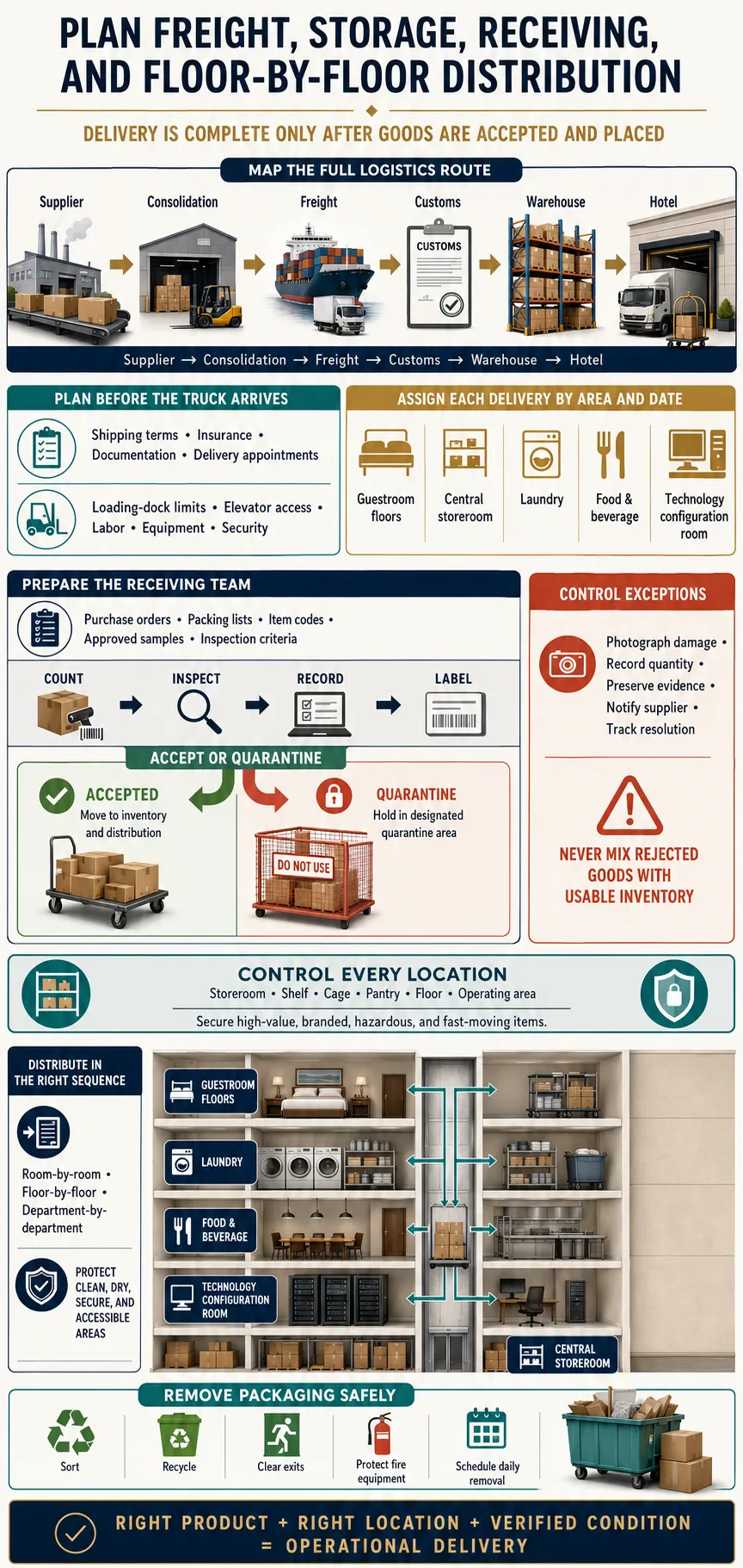 Plan Freight, Storage, Receiving, and Floor-by-Floor Distribution