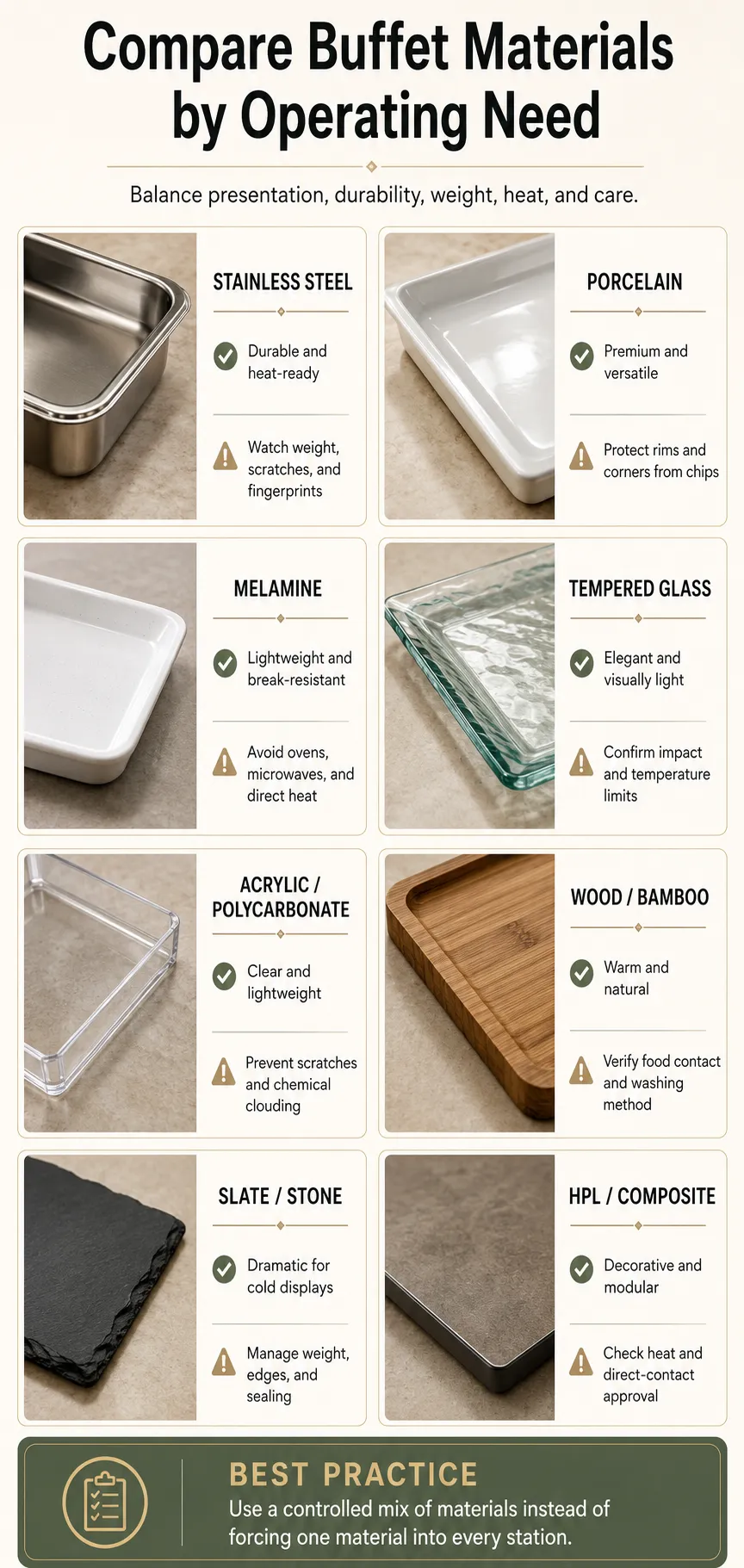 Comparing the Main Materials for Hotel Buffet Service