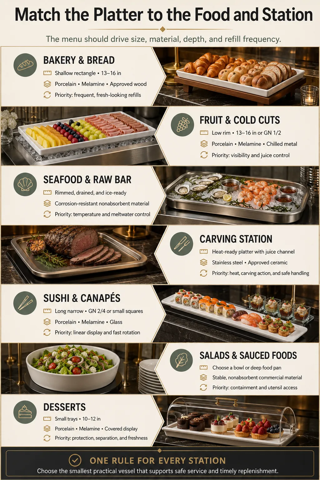 Match Size and Material to the Food and Station