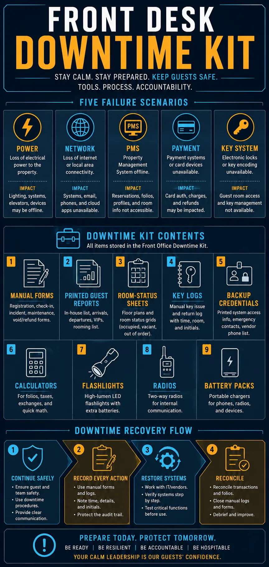 Downtime Kits for Power, Network, PMS, Payment, and Key-System Failures