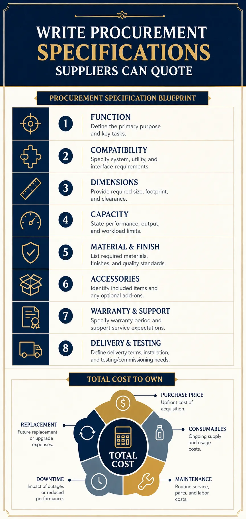 Write Procurement Specifications and Evaluate Front Desk Suppliers