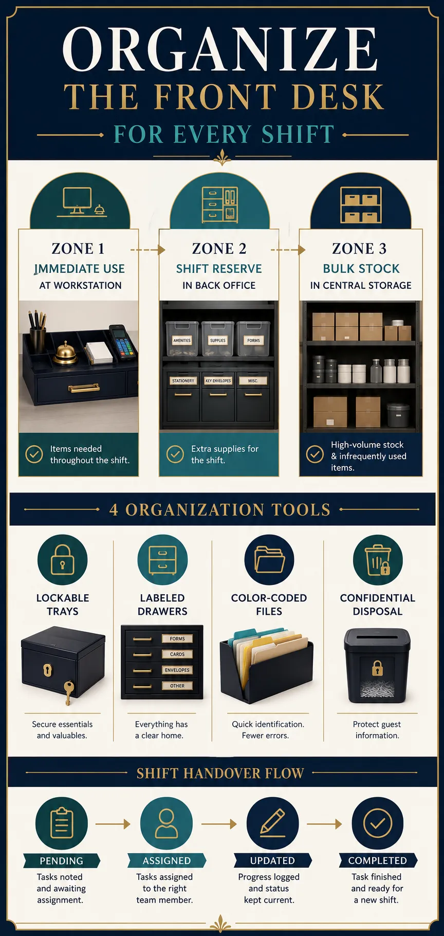 Filing, Labeling, Desk Organization, and Shift-Handover Supplies