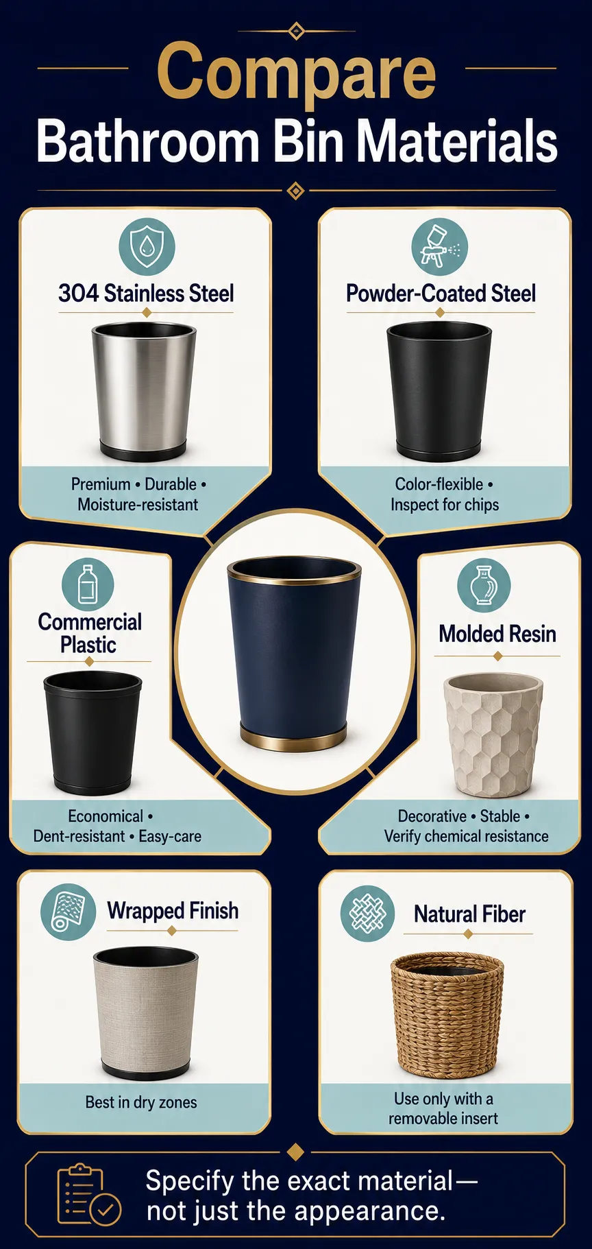 Compare the Best Materials for Hotel Bathroom Trash Cans