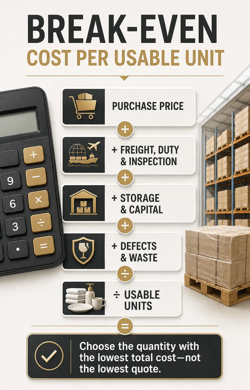 Calculate the Break-Even Cost per Usable Unit Calculate the Break-Even Cost per Usable Unit