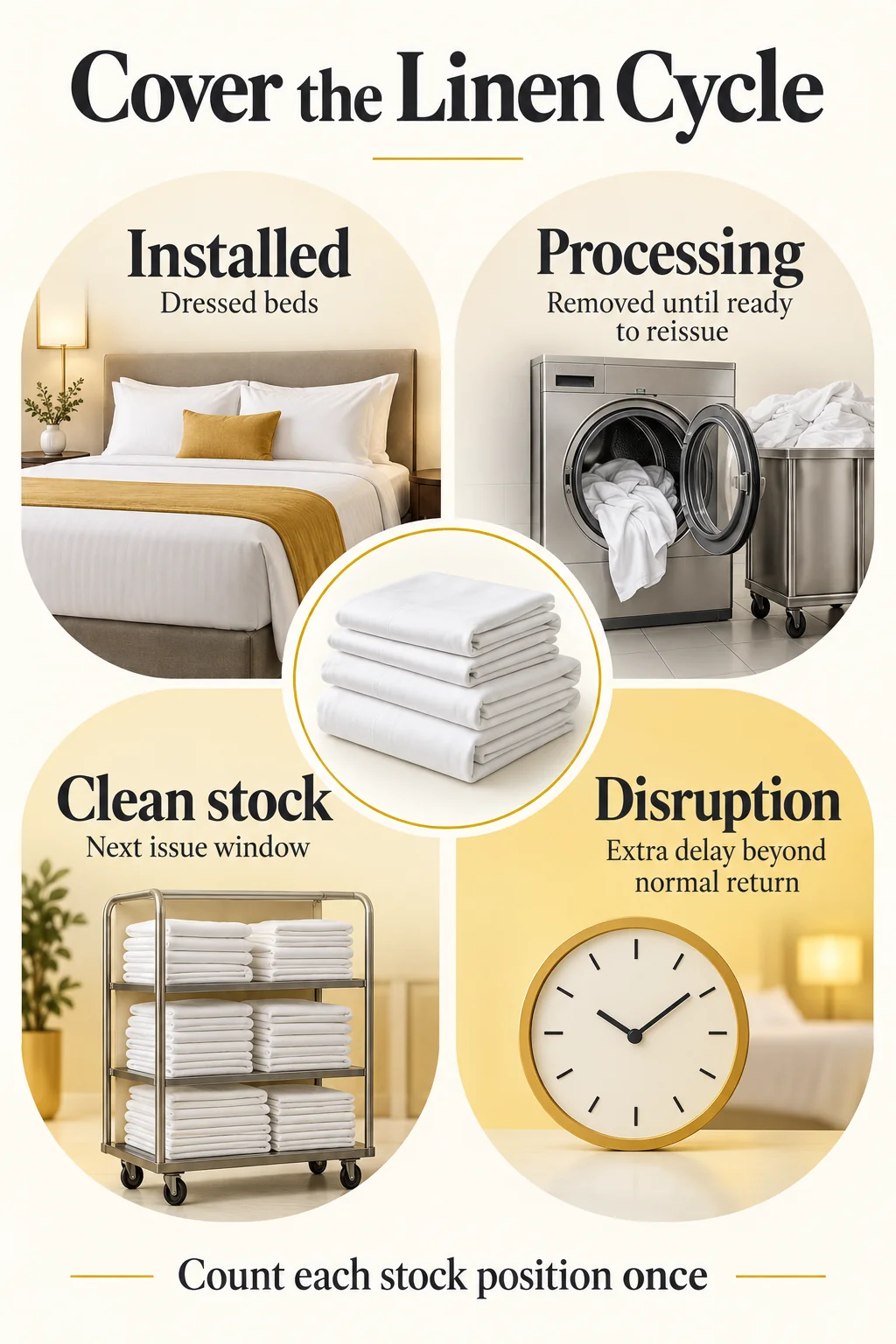 Translate Laundry Turnaround into Circulating Stock Translate Laundry Turnaround into Circulating Stock