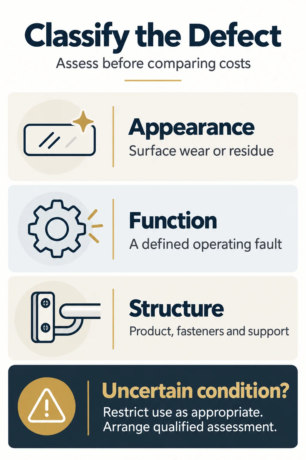 Classify the Defect Before Comparing Costs Classify the Defect Before Comparing Costs